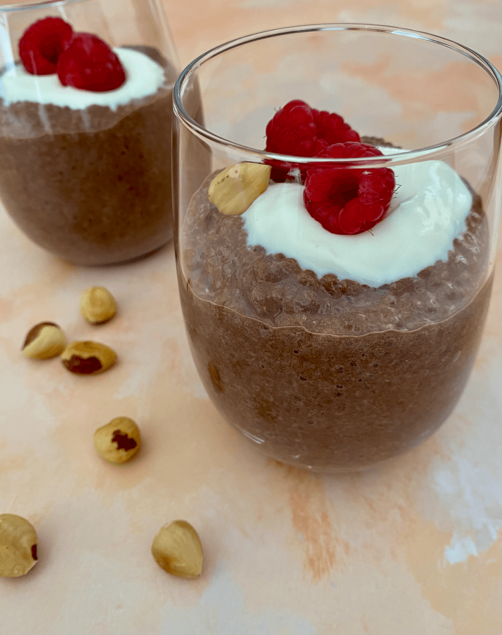 Chocolate Chia Pudding with Hazelnuts
