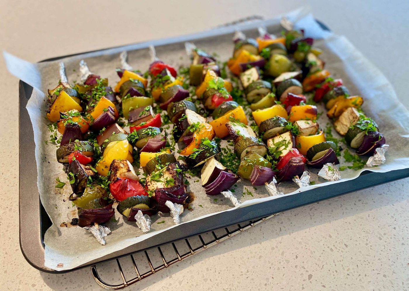 Roasted Vegetable Skewers - A delicious recipe for gestational diabetes