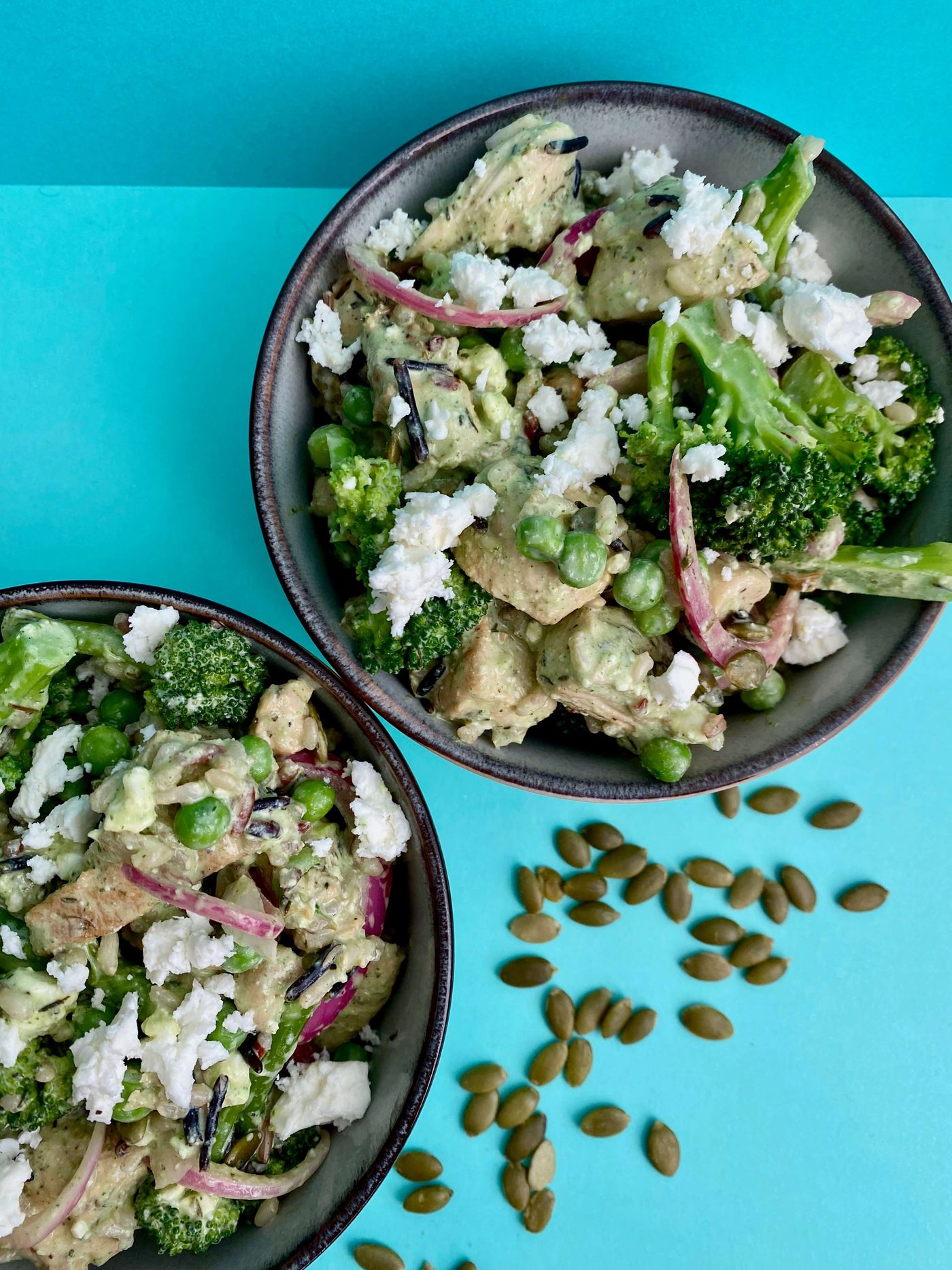 Wild Rice Chicken and Broccoli Salad Bowl - A delicious recipe for gestational diabetes